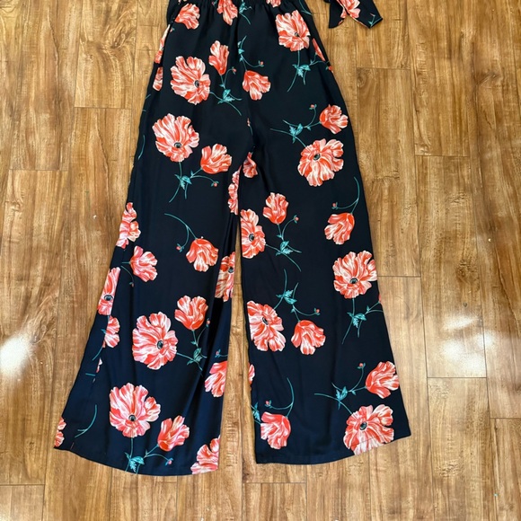 JACK Women’s Floral Black Pink Jumpsuit Jumper Wide Leg Short Sleeve Size Small - Picture 11 of 11